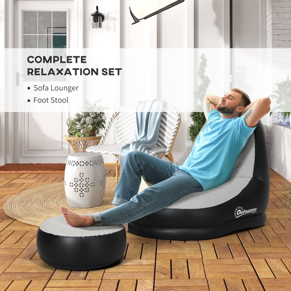 Inflatable Chair with Footrest – Blow - Up Sofa for Adults