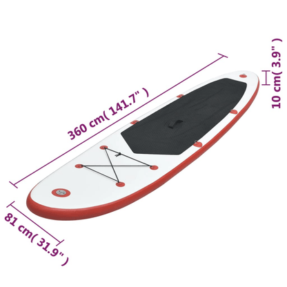 Inflatable Stand Up Paddle Board Set – Red & White - Fittux