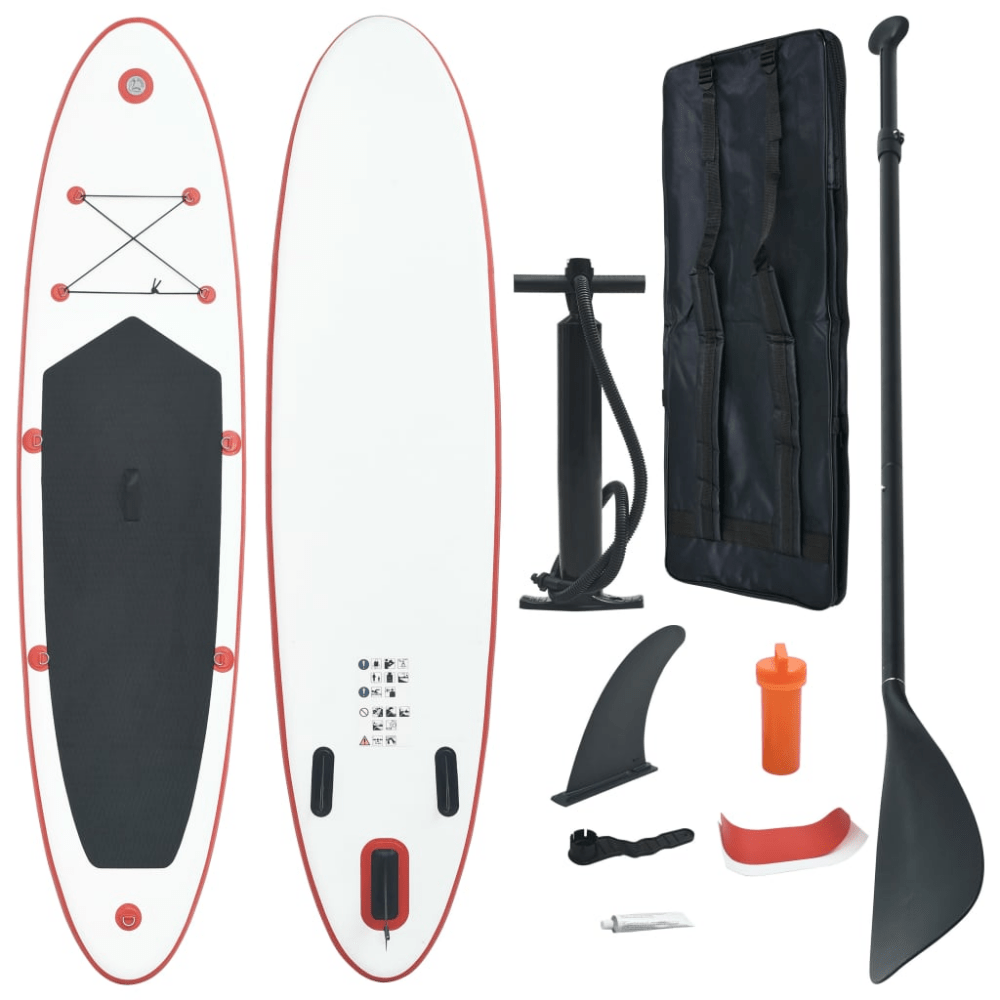 Inflatable Stand Up Paddle Board Set – Red & White - Fittux