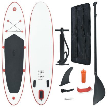 Inflatable Stand Up Paddle Board Set – Red & White - Fittux