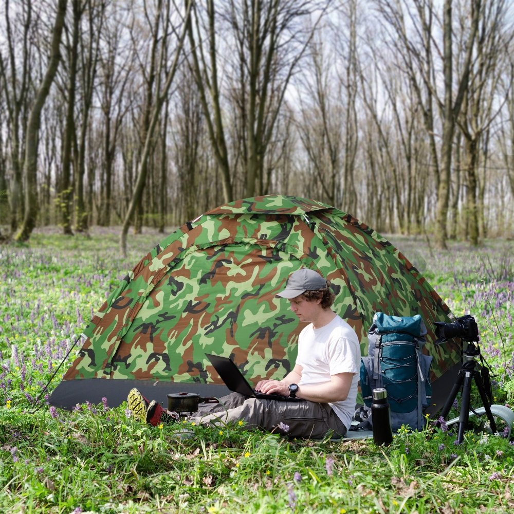 2 person camouflage tent Outsunny 2 Person Dome Tent for Camping, Hiking & Festivals – Fittux