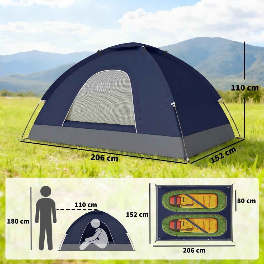 Outsunny 2 Person Dome Tent for Camping, Hiking & Festivals