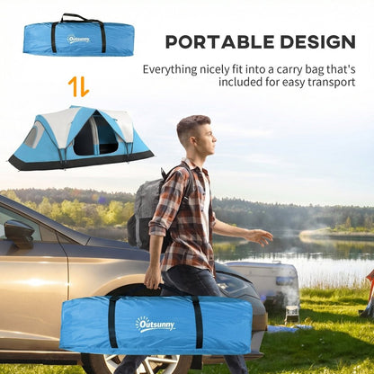 Outsunny 6–8 Person Tunnel Camping Tent with 2000mm Waterproof Rainfly