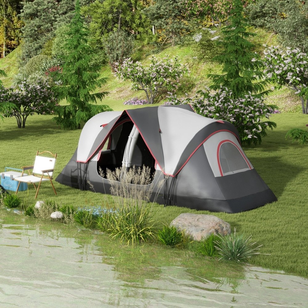 Outsunny 6–8 Person Tunnel Camping Tent with 2000mm Waterproof Rainfly