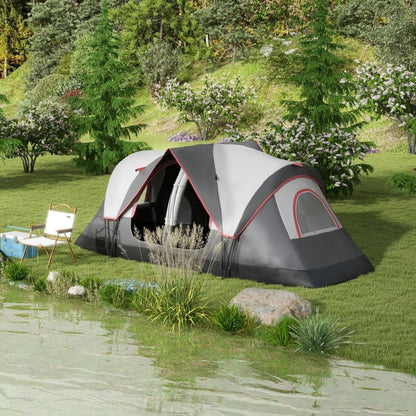Outsunny 6–8 Person Tunnel Camping Tent with 2000mm Waterproof Rainfly