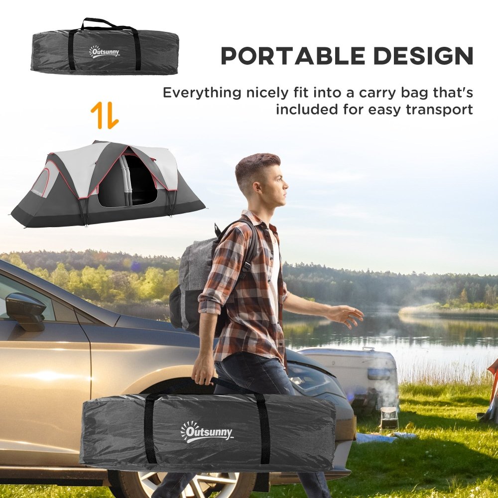 Outsunny 6–8 Person Tunnel Camping Tent with 2000mm Waterproof Rainfly