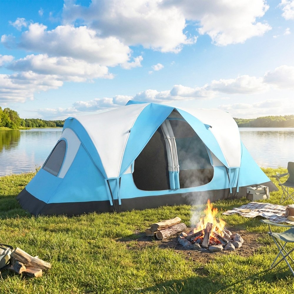 Outsunny 6–8 Person Tunnel Camping Tent with 2000mm Waterproof Rainfly