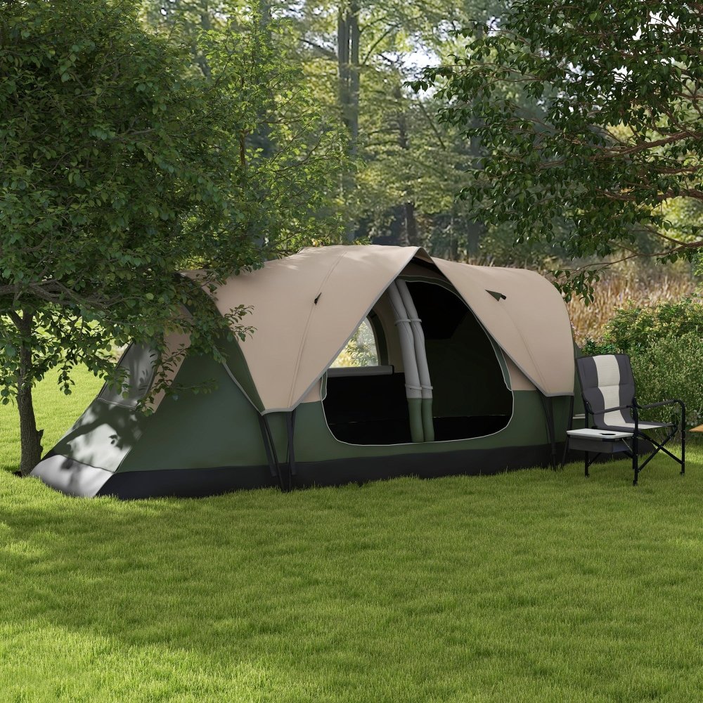 Outsunny 6–8 Person Tunnel Camping Tent with 2000mm Waterproof Rainfly