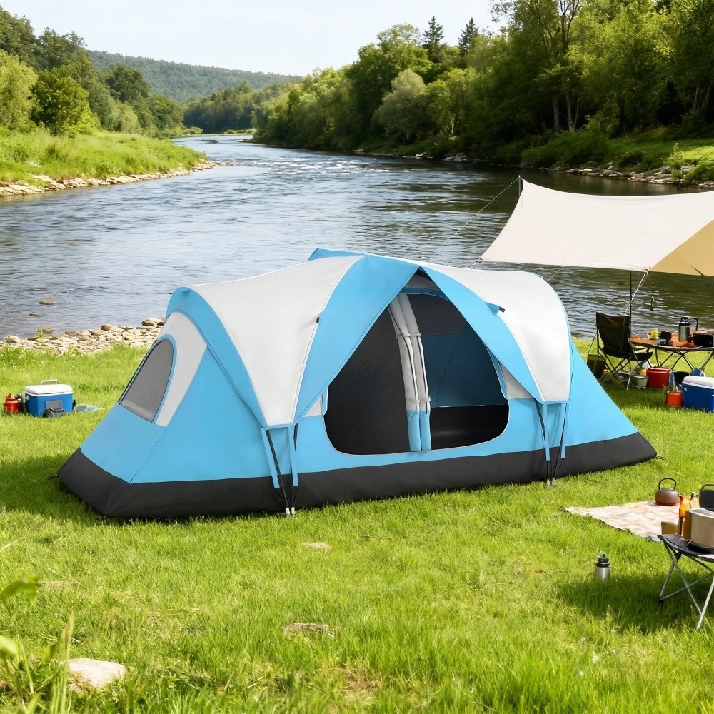 Outsunny 6–8 Person Tunnel Camping Tent with 2000mm Waterproof Rainfly