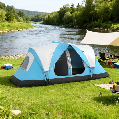 Outsunny 6–8 Person Tunnel Camping Tent with 2000mm Waterproof Rainfly