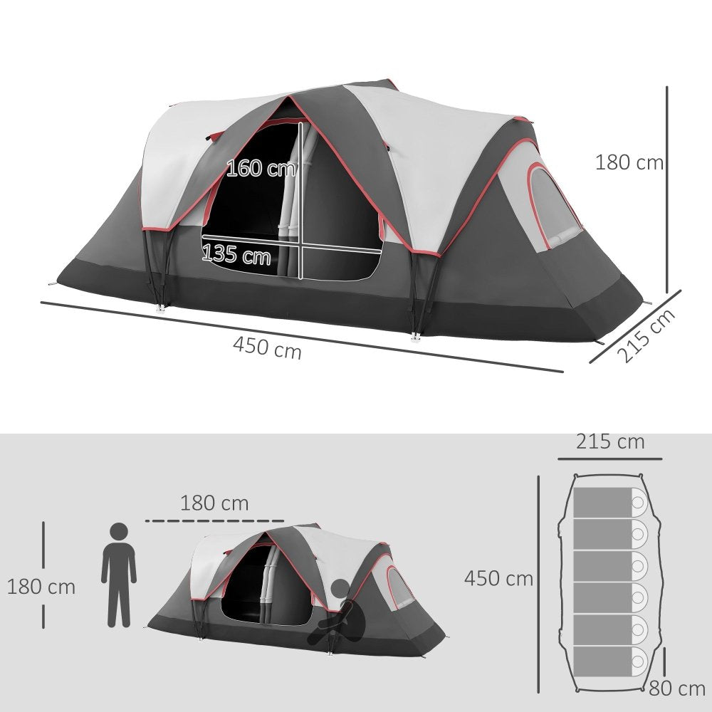 Outsunny 6–8 Person Tunnel Camping Tent with 2000mm Waterproof Rainfly