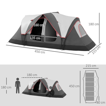 Outsunny 6–8 Person Tunnel Camping Tent with 2000mm Waterproof Rainfly