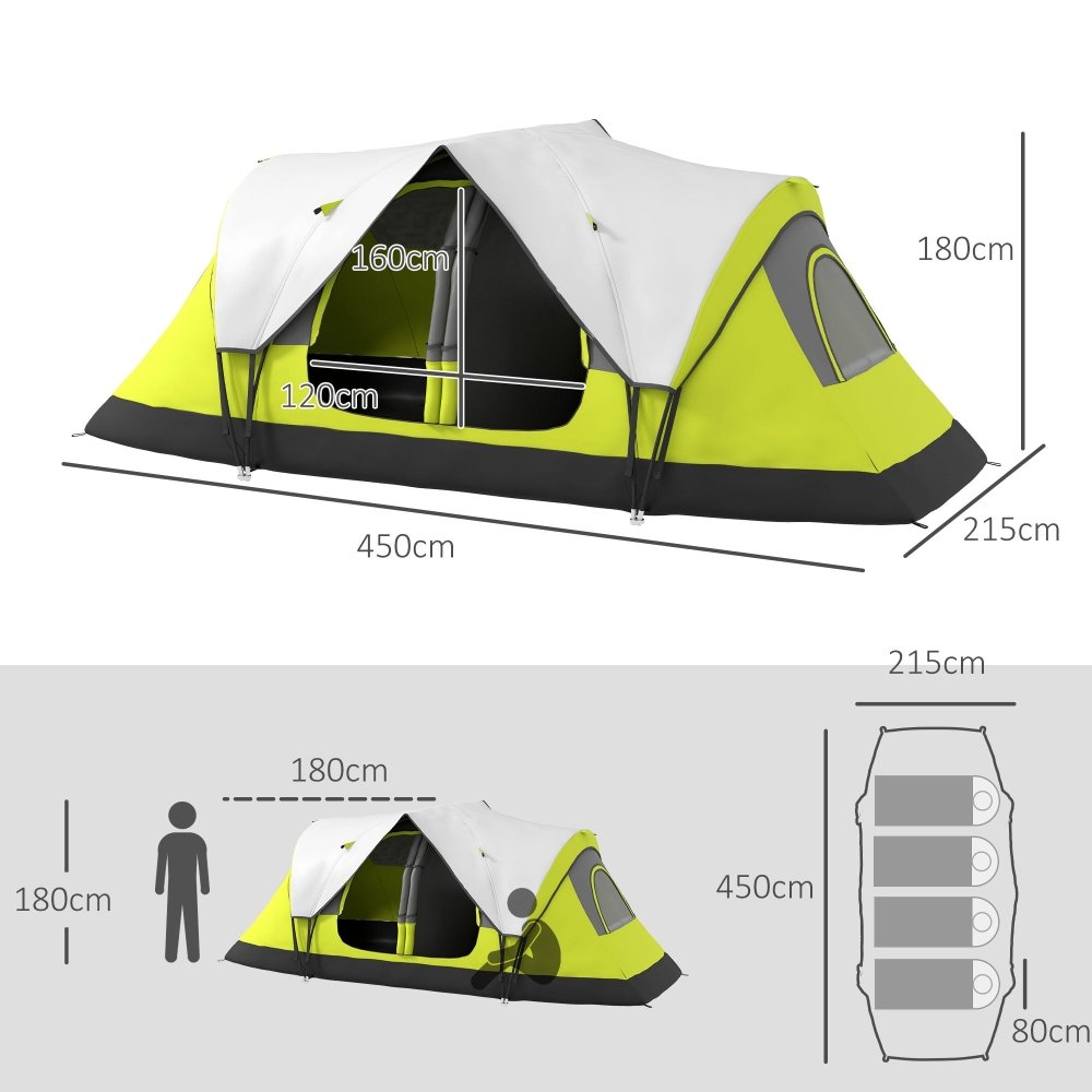 Outsunny 6–8 Person Tunnel Camping Tent with 2000mm Waterproof Rainfly