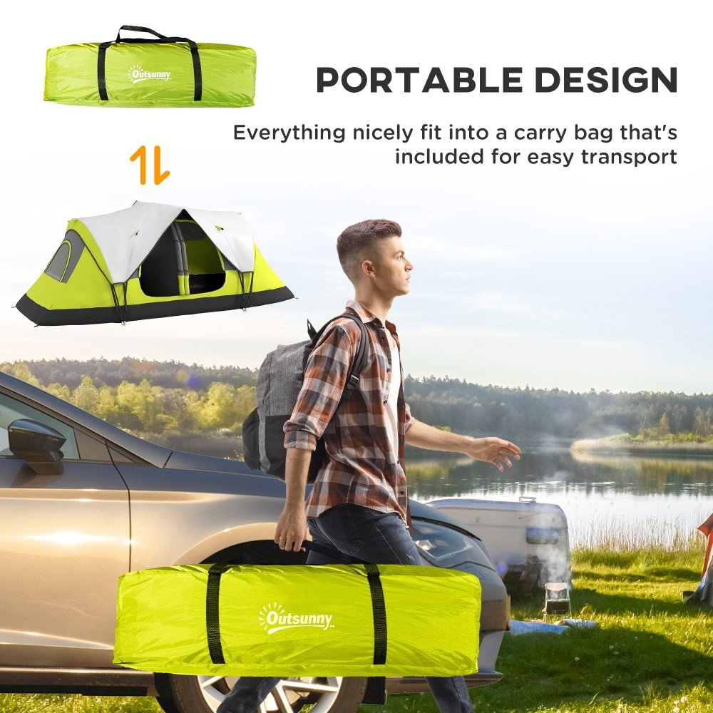 Outsunny 6–8 Person Tunnel Camping Tent with 2000mm Waterproof Rainfly