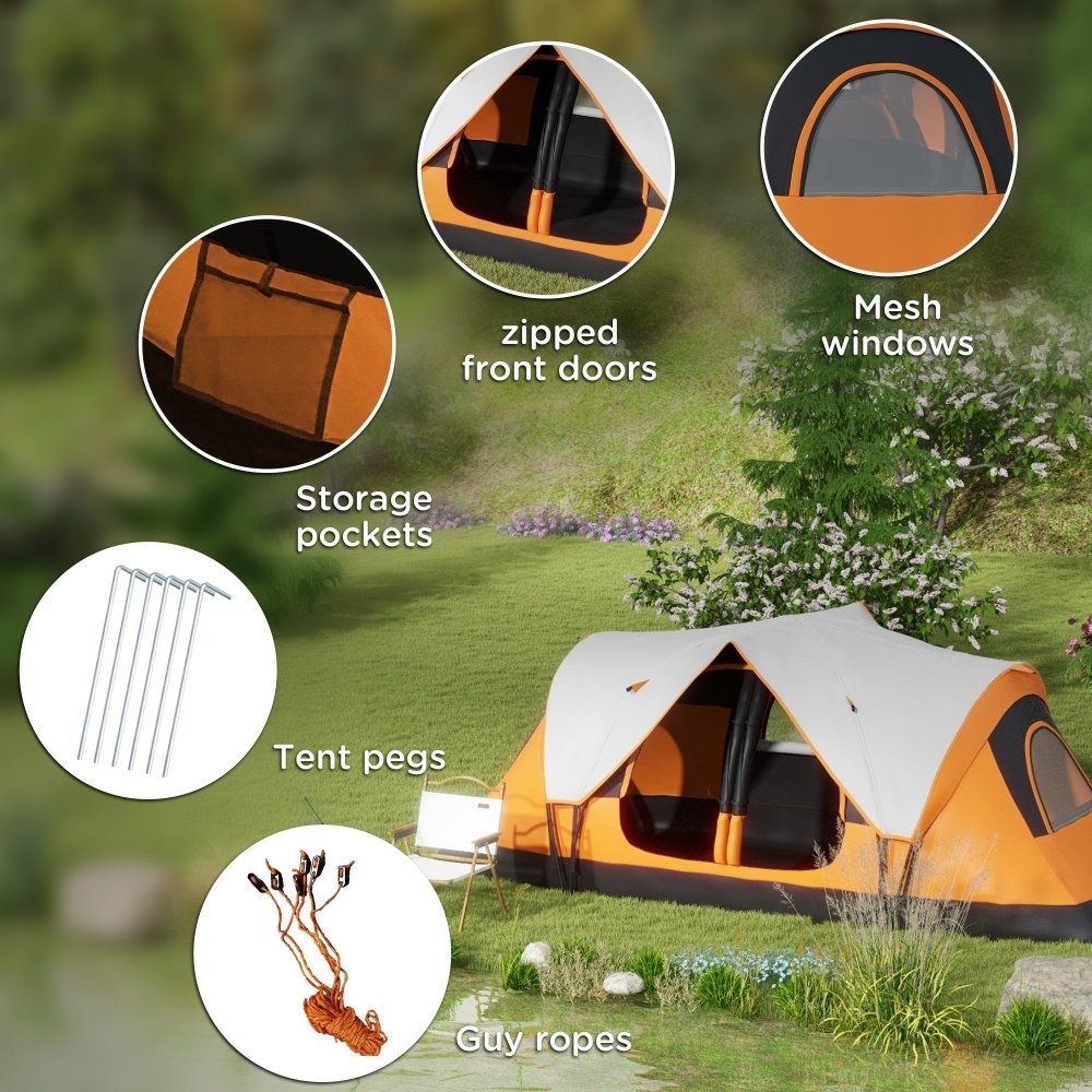 Outsunny 6–8 Person Tunnel Camping Tent with 2000mm Waterproof Rainfly