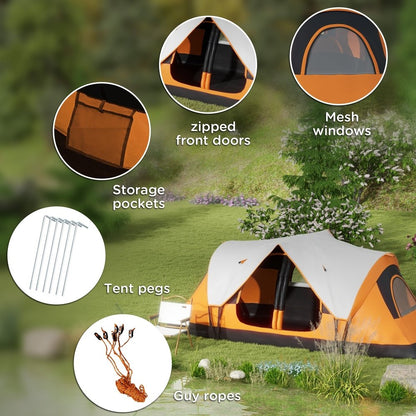Outsunny 6–8 Person Tunnel Camping Tent with 2000mm Waterproof Rainfly