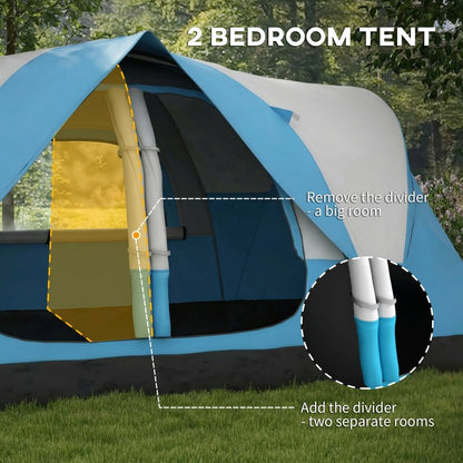 Outsunny 6–8 Person Tunnel Camping Tent with 2000mm Waterproof Rainfly