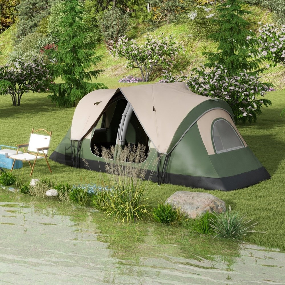 Outsunny 6–8 Person Tunnel Camping Tent with 2000mm Waterproof Rainfly