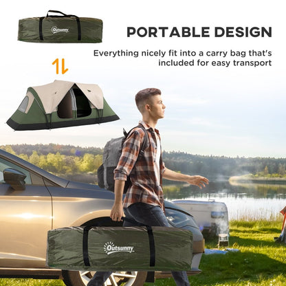 Outsunny 6–8 Person Tunnel Camping Tent with 2000mm Waterproof Rainfly