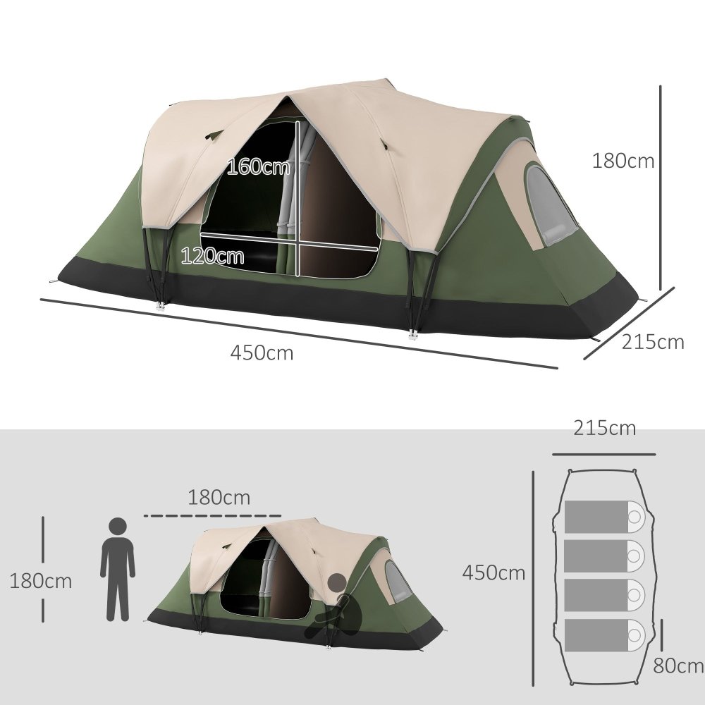 Outsunny 6–8 Person Tunnel Camping Tent with 2000mm Waterproof Rainfly – Fittux