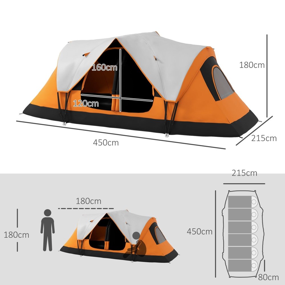 Outsunny 6–8 Person Tunnel Camping Tent with 2000mm Waterproof Rainfly
