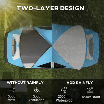 Outsunny 6–8 Person Tunnel Camping Tent with 2000mm Waterproof Rainfly