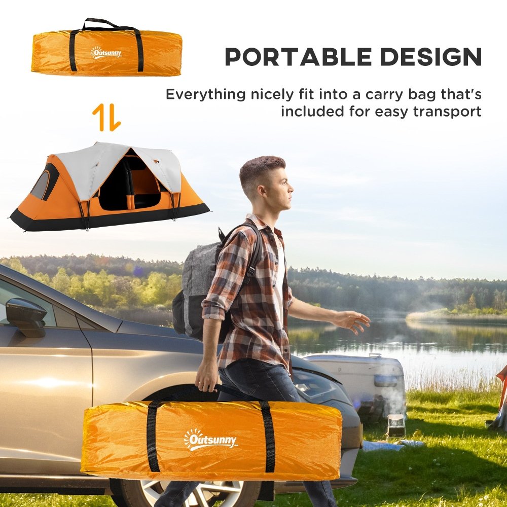 Outsunny 6–8 Person Tunnel Camping Tent with 2000mm Waterproof Rainfly
