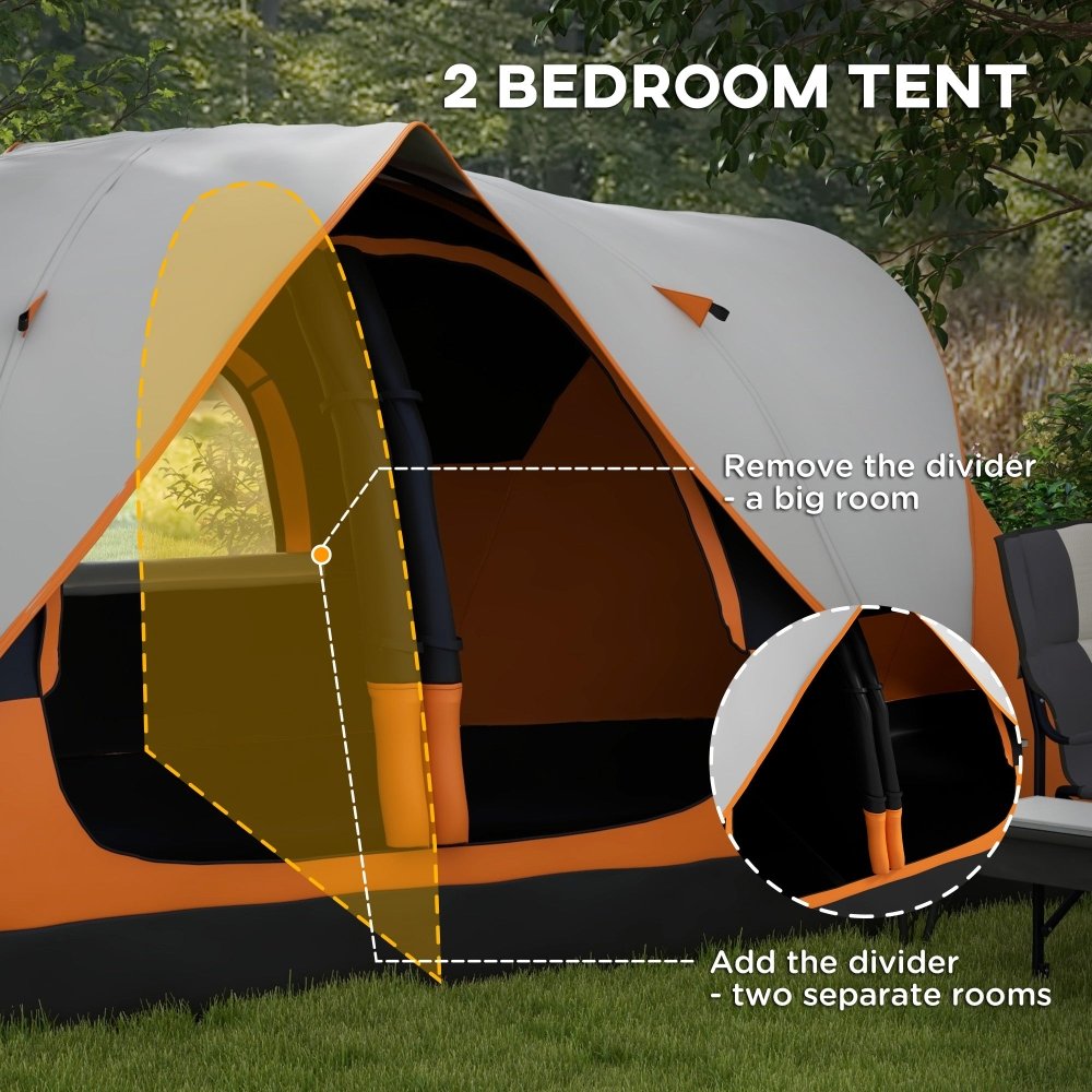 Outsunny 6–8 Person Tunnel Camping Tent with 2000mm Waterproof Rainfly