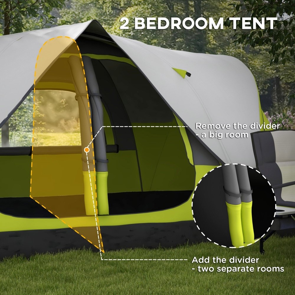 Outsunny 6–8 Person Tunnel Camping Tent with 2000mm Waterproof Rainfly