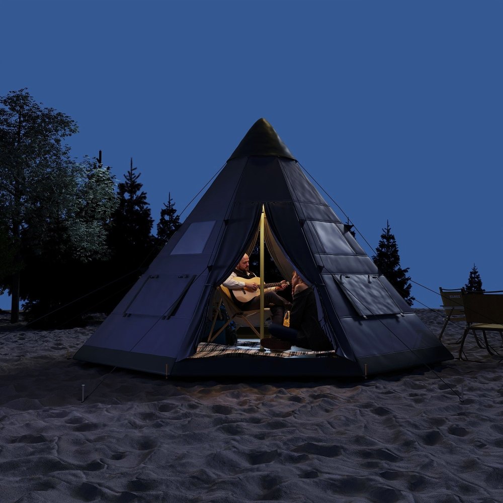 Outsunny 6 Man Tipi Tent Large Teepee Camping Tent