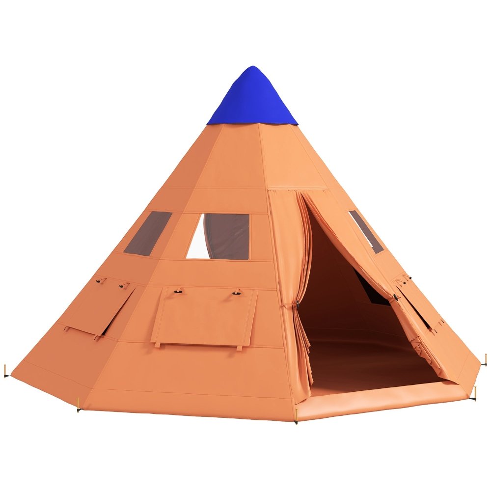 Outsunny 6 Man Tipi Tent Large Teepee Camping Tent