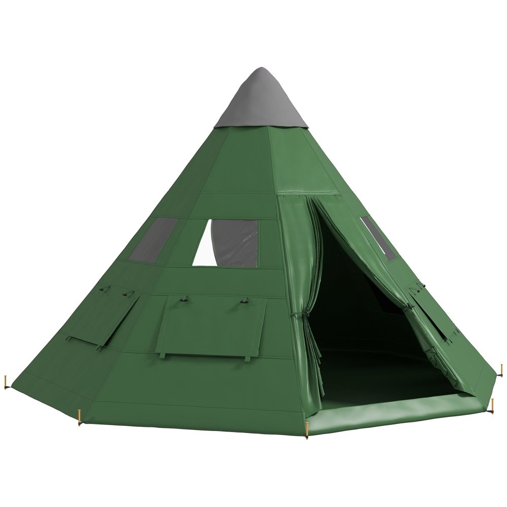 Outsunny 6 Man Tipi Tent Large Teepee Camping Tent