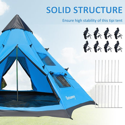 Outsunny 6 Man Tipi Tent Large Teepee Camping Tent