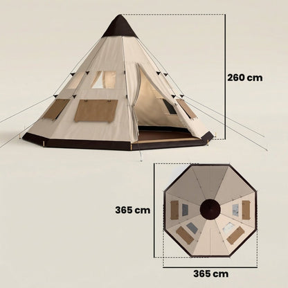 Outsunny 6 Man Tipi Tent Large Teepee Camping Tent