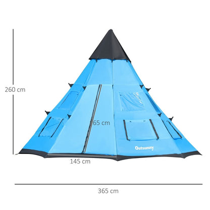 Outsunny 6 Man Tipi Tent Large Teepee Camping Tent