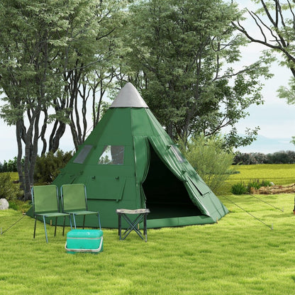 Outsunny 6 Man Tipi Tent Large Teepee Camping Tent
