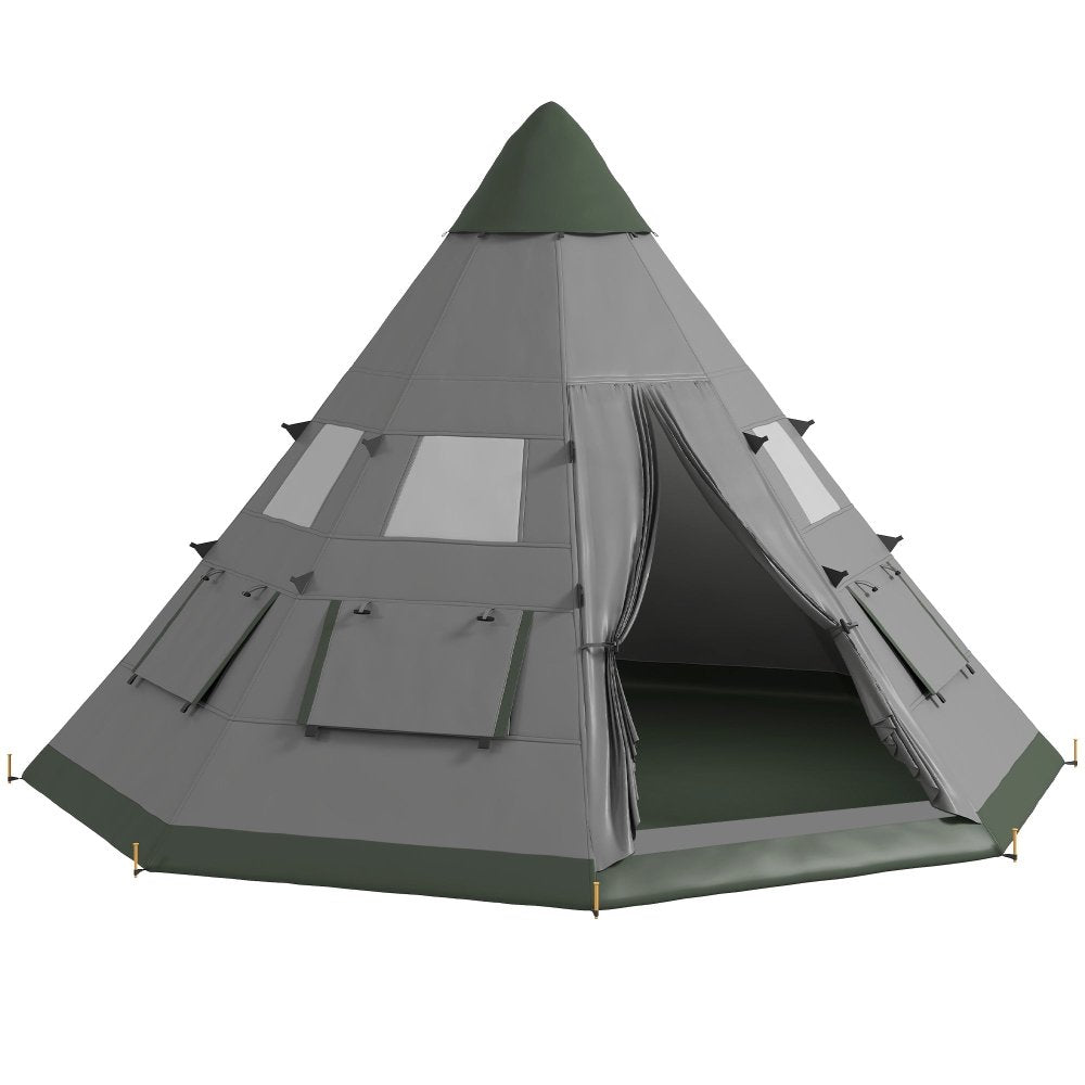 Outsunny 6 Man Tipi Tent Large Teepee Camping Tent