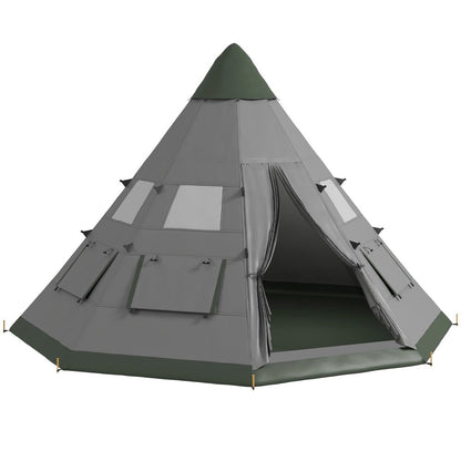 Outsunny 6 Man Tipi Tent Large Teepee Camping Tent