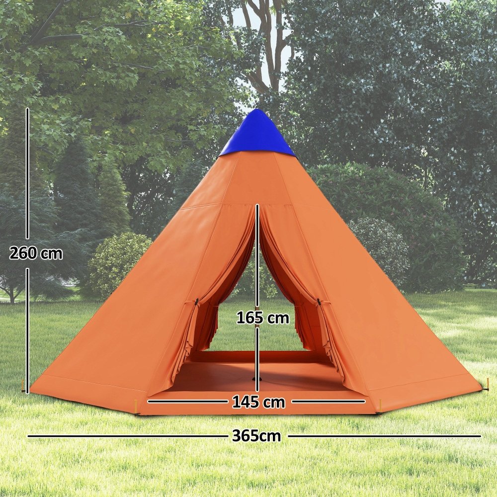 Outsunny 6 Man Tipi Tent Large Teepee Camping Tent
