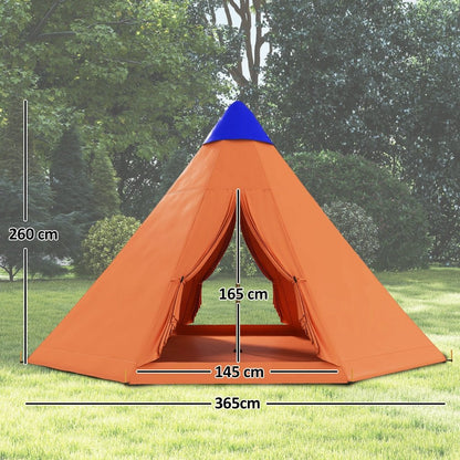 Outsunny 6 Man Tipi Tent Large Teepee Camping Tent