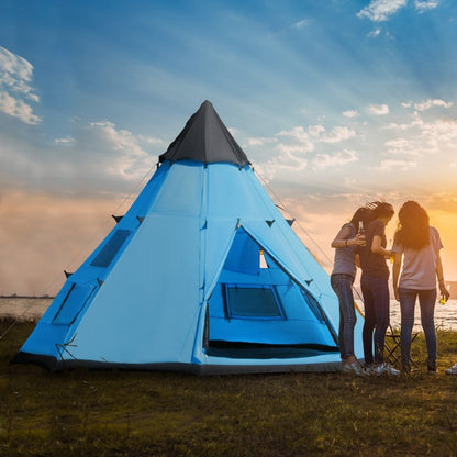 Outsunny 6 Man Tipi Tent Large Teepee Camping Tent
