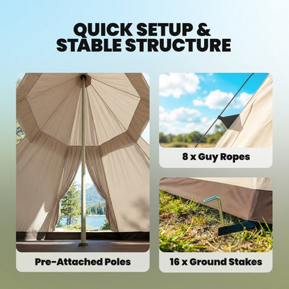 Outsunny 6 Man Tipi Tent Large Teepee Camping Tent