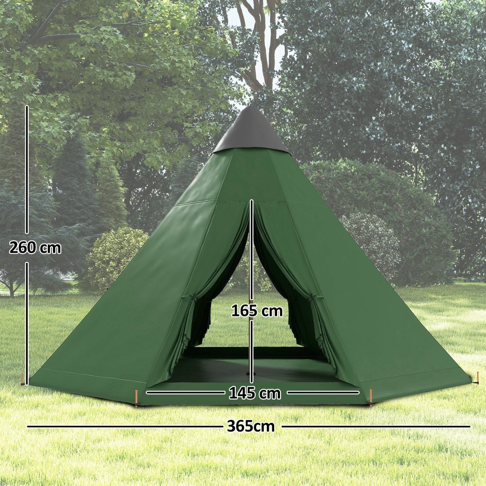 Outsunny 6 Man Tipi Tent Large Teepee Camping Tent