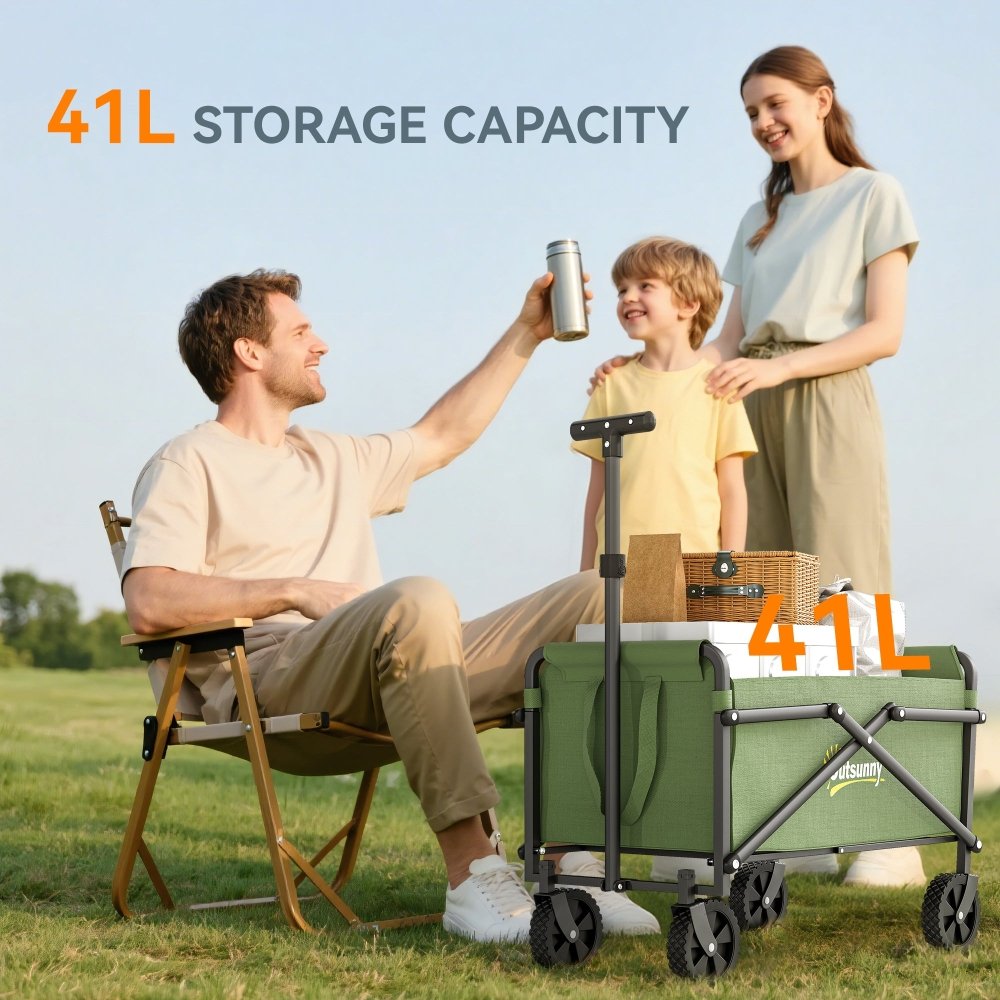 Outsunny 62L Folding Festival Trolley Cart with Carry Bag