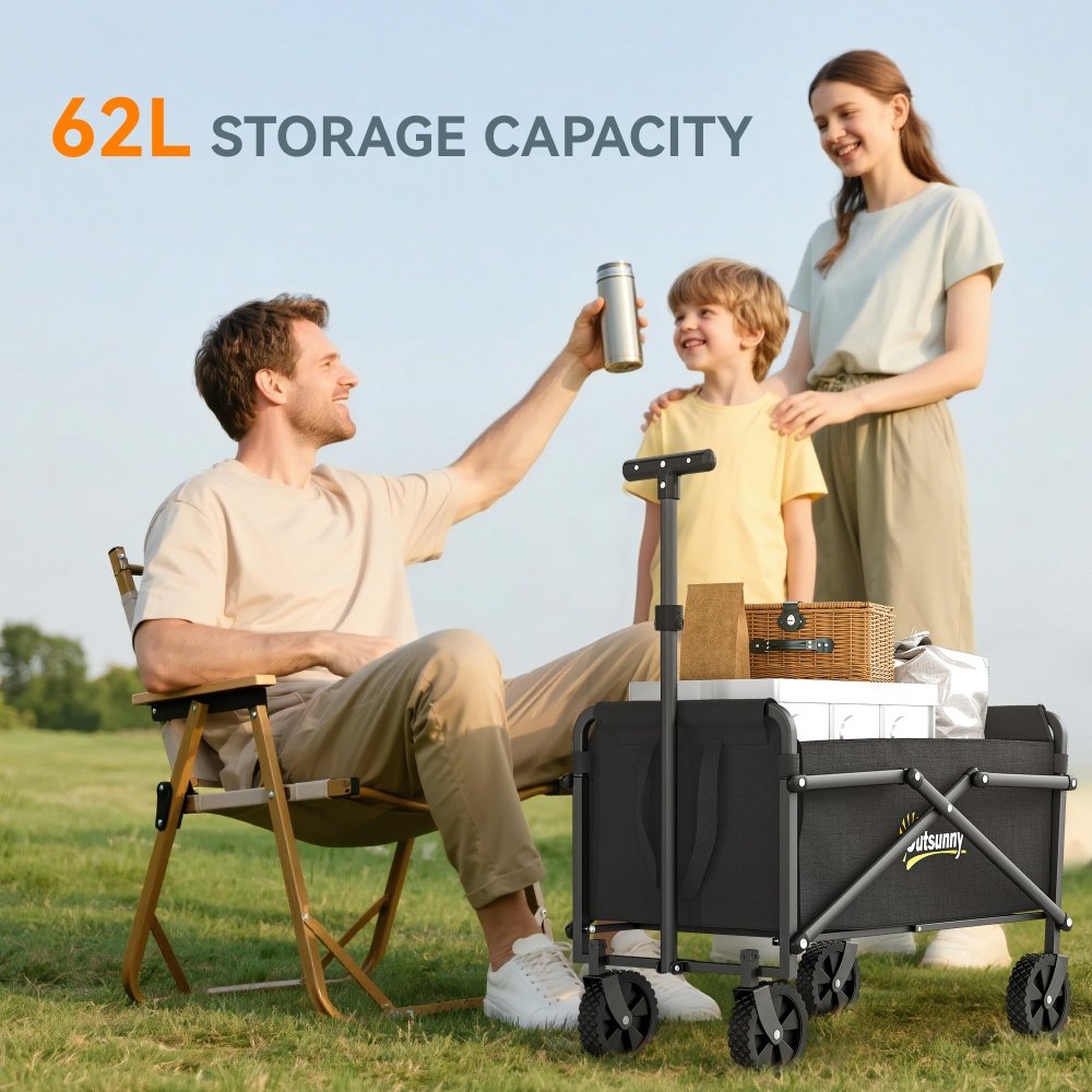 Outsunny 62L Folding Festival Trolley Cart with Carry Bag
