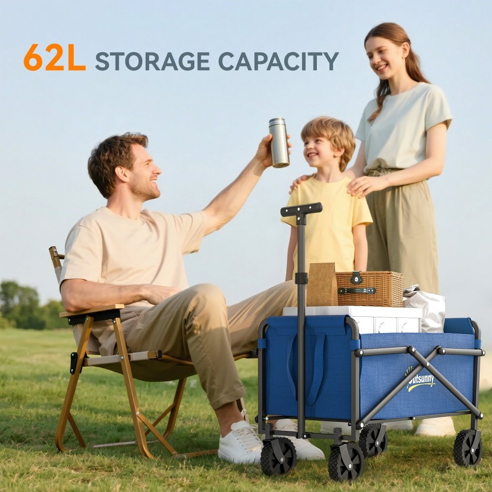 Outsunny 62L Folding Festival Trolley Cart with Carry Bag