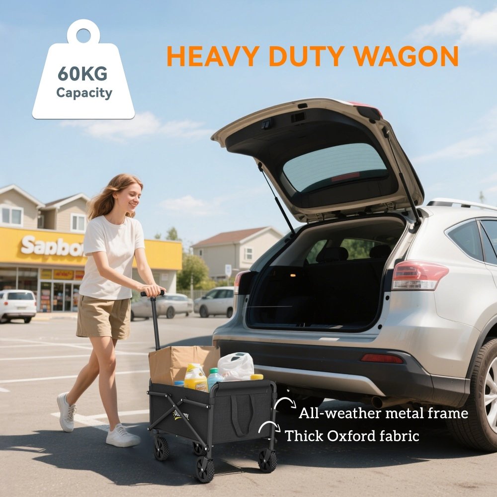 Outsunny 62L Folding Festival Trolley Cart with Carry Bag