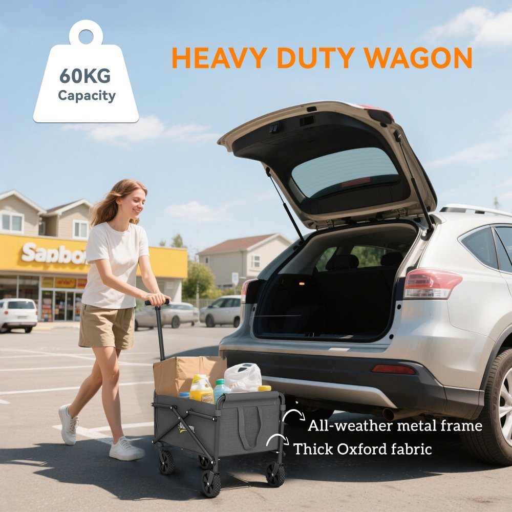 Outsunny 62L Folding Festival Trolley Cart with Carry Bag