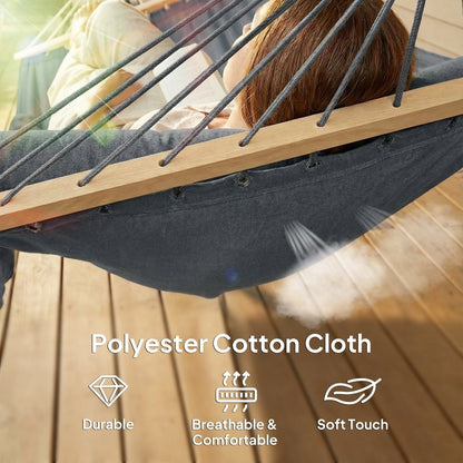 Outsunny Cotton Hammock with Pillow for Camping & Garden