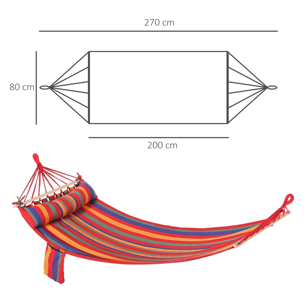 Outsunny Cotton Hammock with Pillow for Camping & Garden